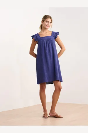 Hatley Blue Flutter Sleeve 100% Cotton Dressxsmall
