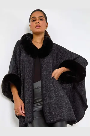 Roman Faux Fur Button Up Ponchoeen