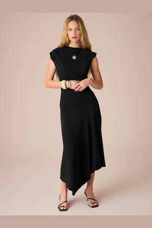Next Short Sleeve Asymmetric Hem Midi Dress42tall