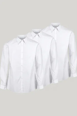 Trutex White Slim Fit Long Sleeve 3 Pack School Shirts5 Jaar (110cm)