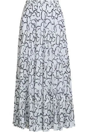 Gina Bacconi Jasmina Pleated White Maxi Skirtxlarge
