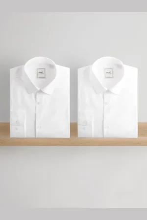 Next Easy Care Long Sleeve Single Cuff Shirts 2 Pack37cm R (UK 14.5R)