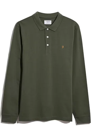 Farah Green Blanes Long Sleeve Polo ShirtXL