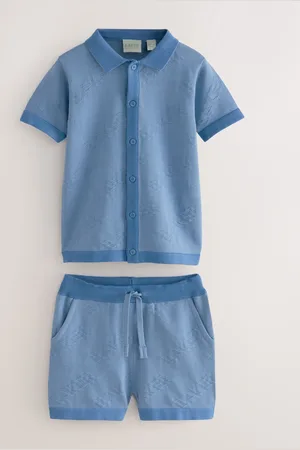 Ted Baker 100% katoenen gebreid overhemd met textuur en shorts2