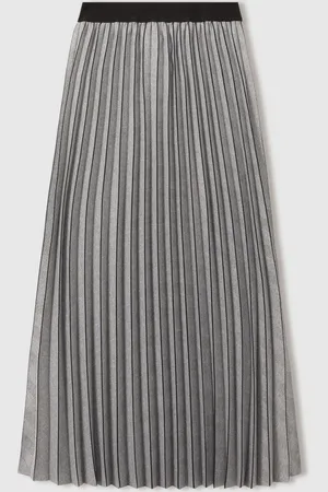 Reiss Nova Checked Pleated Midi Skirt36