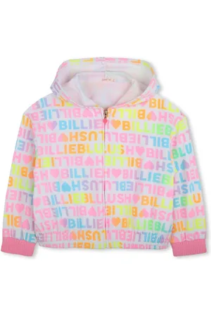 Billieblush Pink 100% Cotton All Over Logo Print Zip-Up Hoodie8 Jaar (128 cm)