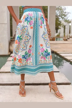 Love & Roses V & A I Placement Print Full Midi SkirtEU 40 (UK 12)