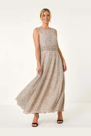 Roman Petite Spot Print Ruched Waist Midi Dress44