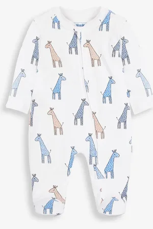 JoJo Maman Bébé Katoenen babypyjama met print en ritsTot 3 maanden (50