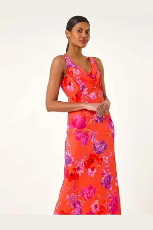 Roman Floral Cowl Neck Midi Dress44