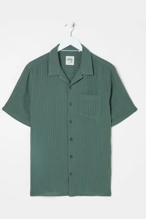 Fat Face FatFace Short Sleeve Self Stripe Bugle Linen Cotton Shirt