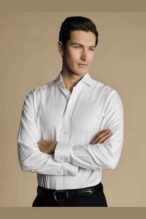 Charles Tyrwhitt Slim Fit Cutaway Non-iron Herringbone 100% Cotton Shirt14,5 / 33