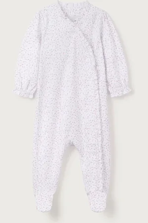 The White Company 100% Organic Cotton Spring Berries Frill Wrap White Sleepsuit6874cm
