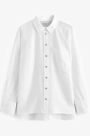 Next 100% Linen Button Down Relaxed Long Sleeve Shirt44 Petite