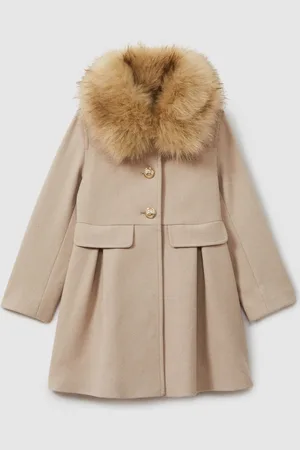 Reiss Nicole Faux Fur Collar Wool Blend Coat8