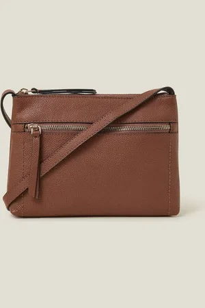 Accessorize Zip Detail Leather Cross-Body BagEén