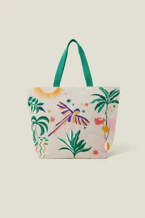 Accessorize Embroidered Parrot Large Tote BagEén