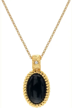 Hot Diamonds HD X JJ Gold Tone Onyx Oval PendantEén