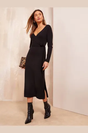 Friends Like These Gebreide midi-jurk met overslag36