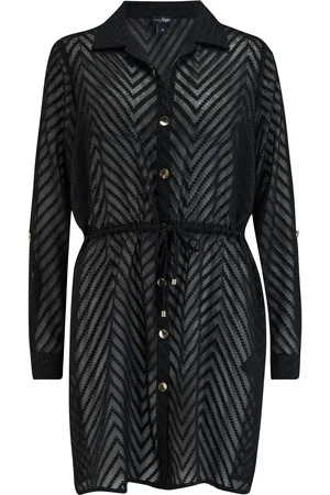 Pour Moi Chevron Stripe Button Through Chiffon Beach Shirt40