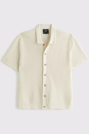 Abercrombie & Fitch 100% Cotton Knitted Button Through Polo Shirtxlarge