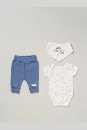 HOMEGROWN Blue 3-Piece Bodysuit Joggers And Reversible Bib Outfit Set6