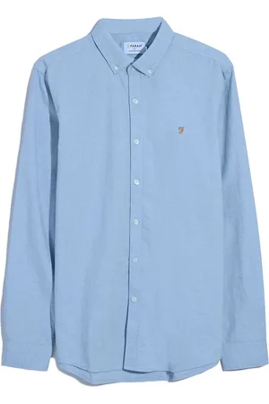 Farah Steen Long Sleeve 100% Organic Cotton Shirt in Hazelnut MarlLarge