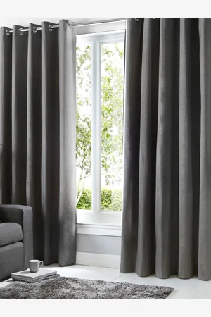 FUSION Sorbonne 100% Cotton Pair of Eyelet Curtains117 x 137 cm