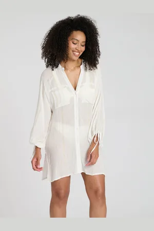 South Beach Metallic Stripe Balloon Sleeve Beach ShirtEU 38 (UK 10)