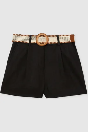 Reiss Beau linnen shorts met geplooide voorkant en ceintuurEU 44 Regular (UK 16 R)