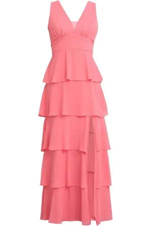 Gina Bacconi Pink Lucielle Sleevless Tiered Maxi Dress44