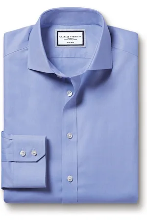 Charles Tyrwhitt Cornflower Non-iron Twill Cutaway Slim Fit 100% Cotton Shirt41 cm R (UK 16 R)