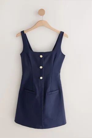 Next Mini Jurk met gouden knoopjes en vierkante halsEU 38 (UK 10)
