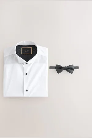 Next Double Cuff Slim Fit Shirt And Bow Tie Pack155in