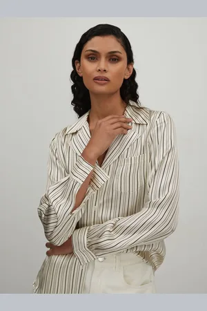 Paige Capriana Silk Striped ShirtL
