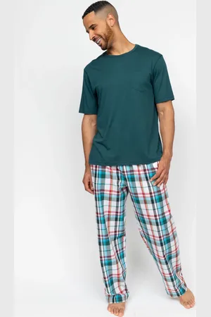 Cyberjammies Check Pyjama Bottoms and Solid Jersey T-Shirtlarge