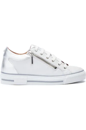 Moda In Pelle White Bramleigh Hidden Wedge Leather Trainers With Side Zip DetailEU 40 (UK 7)
