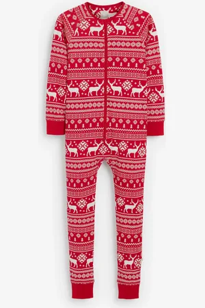The Little Tailor Kids Reindeer Christmas Fairisle Pattern 100% Cotton All-In-One2