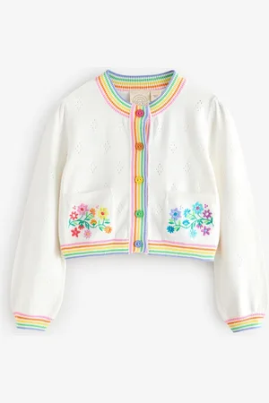 Little Bird Floral Embroidered Pointelle 100% Cotton Cardigan8692cm