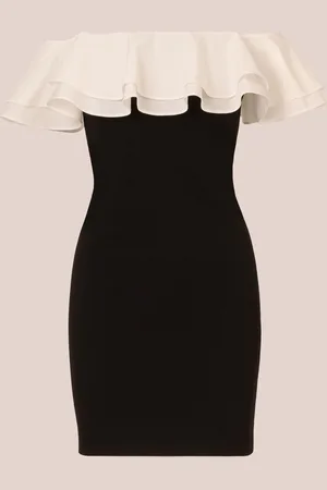 Adrianna Papell Knit Crepe Combo Black Mini Dress46
