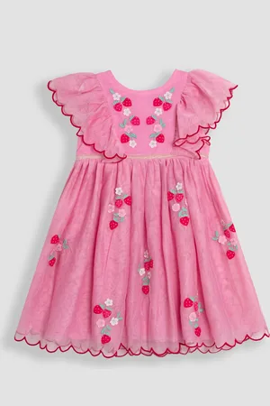 JoJo Maman Bébé Scallop Sleeve Embroidered Tulle Party Dress7480cm