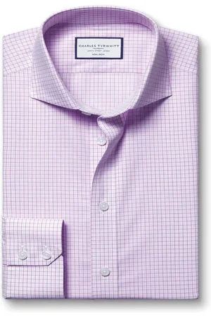 Charles Tyrwhitt Slim-fit, geruit popeline overhemd van strijkvrij 100% katoen44cm R (UK 17.5 R)
