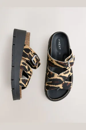 Next Forever Comfort Leather Strap Buckle Detail Slip On WedgesEU 38 (UK 5)