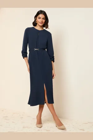 Friends Like These Long Sleeve Gold Belted Tailored Midi Dress42