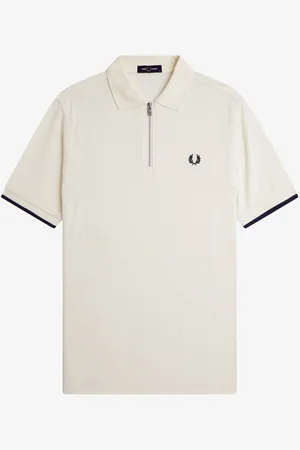 Fred Perry Crêpe piqué poloshirt met rits bij de halsX-large