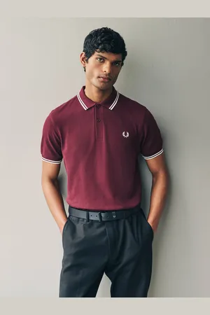 Fred Perry Poloshirt met twee contrasterende streepjes voor heren, gemaakt van 100% katoenXL
