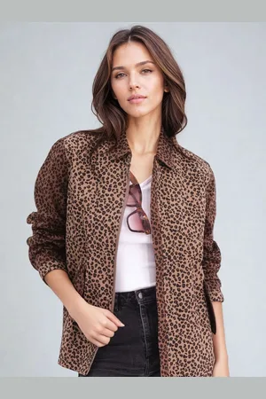 Religion Maeva Shirt In Mixed Leopard Print And Zip Fastening40
