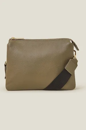 Accessorize Double Pouch Leather Cross-Body BagEén