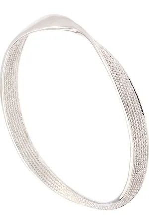 Karen Millen Silver Tone Textured Twist Narrow Bangleeen