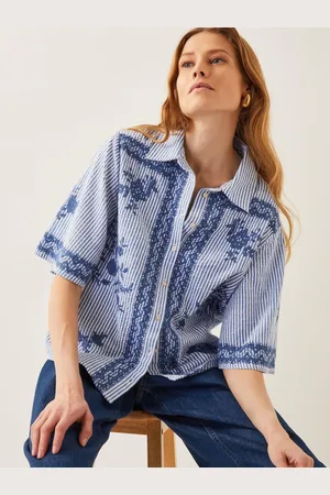 Monsoon 100% Cotton Marlowe Floral Embroidered Stripe Shirt2X-Large